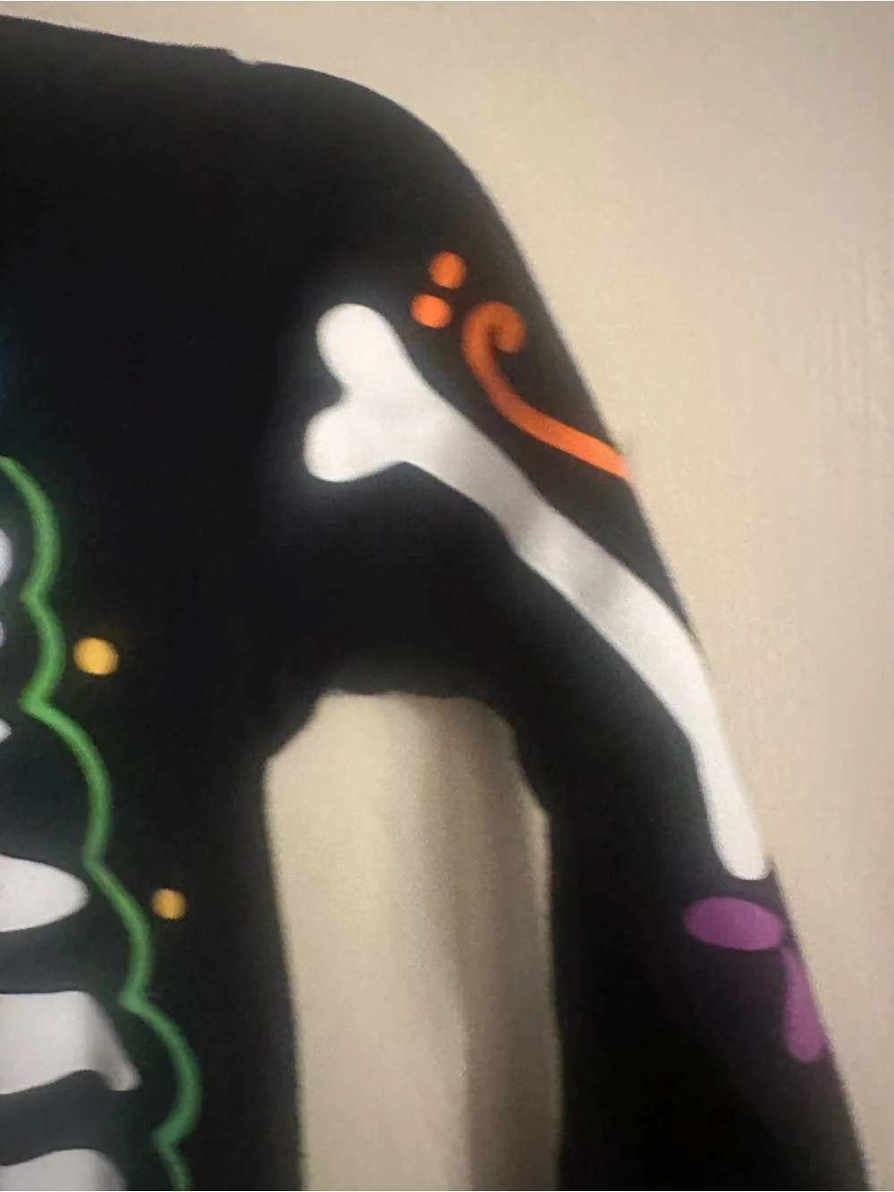 Kids Black Snug-Fit Pajama Onesie with Colorful Day of the Dead Print